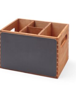 Hendi Besteckbehälter mit Kreidetafeln für Küchenutensilienhalter, Holz, 4 Besteckfächern, 210x150x150mm