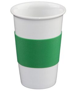 Holst Porzellan Coffee-to-Go Becher 0,38l CTG 330 SET 2 mit Silikon-Banderole Weiß 2er Set