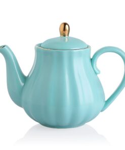 Sweejar Royal Teekanne, Keramik-Teekanne mit Edelstahl-Teesieb für liebhaber blühender Blätter, perfekt für Zuhause,NILS