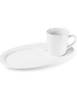Holst Porzellan KT 005 SET 2 MP Frühstücksteller mit Kaffeetasse Anna 0,24 l weiß 27,5 x 9 cm