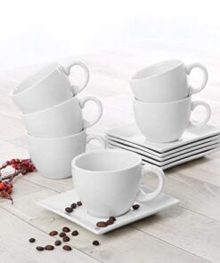 Holst Porzellan Palermo Kaffee-Tassen Set 12 mit Untersetzer 0,20l Weiß