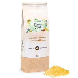 Nortembio Epsom Salz 100% Düfte Vanille & Zimt 700 g - Natürliche Magnesiumquelle für Entspannungsbäder | Feuchtigkeitss