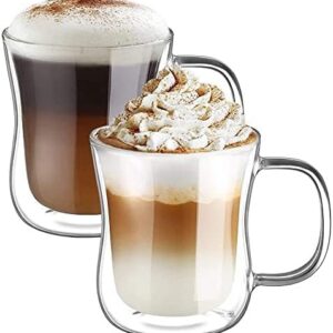 Ecooe Doppelwandige Kaffeetassen Gläser Set für Cappuccino,Tee,EIS,Milch,Bier 2er Set 350ml Borosilikatglas