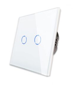 CNBINGO Touch Lichtschalter für LED-Leuchten - Weiß - Wandschalter mit Glas Panel und Status-LED - Led Dimmer Zweifach