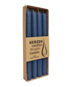 WENZEL Stabkerze Nachtblau, 250/22 mm, 10h Brenndauer, plastikfrei, 4 Stück