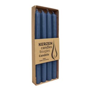 WENZEL Stabkerze Nachtblau, 250/22 mm, 10h Brenndauer, plastikfrei, 4 Stück