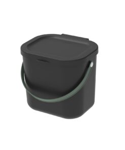 Rotho Albula Biomülleimer 6l mit Deckel: Küchenaden für Recycling, PP recycelt, robust und hygienisch, 6l (2|5 x 20.0 x