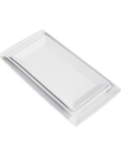 Amazon Basics 3-teiliges Porzellan Party-Servierteller Set, 32 cm, 28 cm, 25 cm, Weiß für Dessert & Abendessen