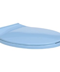 ZEYUAN Absenkbarer Toilettensitz mit Klodeckel, Klodeckel WC Sitz, Klobrille, Toilettendeckel, Blau Oval