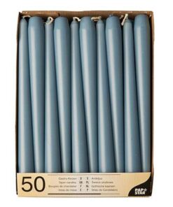 Papstar arktikblauer Leuchterkerzen Set 25 cm, 50 Stück Halterkerzen