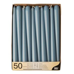 Papstar arktikblauer Leuchterkerzen Set 25 cm, 50 Stück Halterkerzen