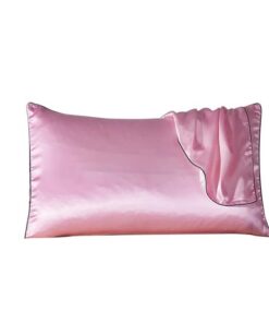 Einfarbiger Satin Kissenbezug aus Maulbeerseide (Pink) | Weicher und glatter künstlicher Seidenkissenbezug (Pink) | Ver