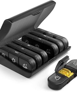 AUVON Pillendose 7 Tage 3 Große Fächer - Tragbare Tablettenbox für Vitamine Medikamente Schwarz