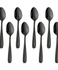 BISDARUN Teelöffel Set Schwarz 8 Stück - Edelstahl - Mokka- und Kaffeelöffel für jeden Tag bei 13,5 cm