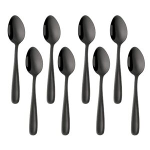BISDARUN Schwarze Edelstahl Teelöffel Set Für Kaffee Und Kuchen 8 Stück 13,5 CM