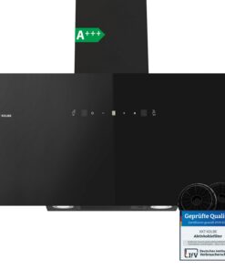 KKT KOLBE Dunstabzugshaube 90cm | Umluft Abluft | 782cbm/h | Schwarz | Glas | SensorTouch Bedienung | LED-Beleuchtung |