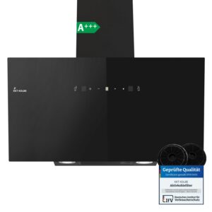 KKT KOLBE Dunstabzugshaube 90cm | Umluft Abluft | 782cbm/h | Schwarz | Glas | SensorTouch Bedienung | LED-Beleuchtung |