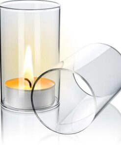Tuuters 2er Set Windlichtgläser für Drinnen und Draußen – Ideal zum Verzieren – Borosilikat-Glas, 90 x Ø 50 mm, Ohne Bod