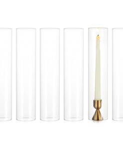 NUPTIO Glaszylinder für Kerzen 6er Set 30cm Hoch Feuerfest Hochzeit Tischdeko