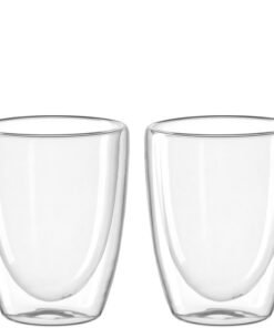Leonardo DUO Doppelwandbecher Glas für Tee und Kaffee Heissgetränke 11 cm Hohe Tassen 300 ml Set 2 Erhitzbare Glaskaffee