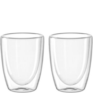 Leonardo DUO Doppelwandbecher Glas für Tee und Kaffee Heissgetränke 11 cm Hohe Tassen 300 ml Set 2 Erhitzbare Glaskaffee