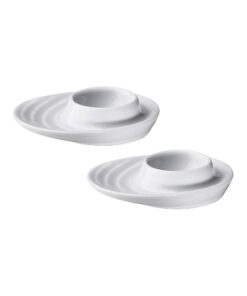 Küchenprofi Burgund Eierbecher Oval 2er-Set Porzellan Weiß 10×9 cm mit Ablage für Snacks & Desserts