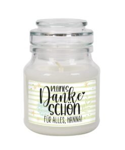 Herz & Heim® Dankeschön-Geschenk Duftkerze für Freunde und Bekannte bei besonderen Gelegenheiten mit persönlichen Etiket