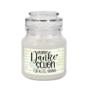 Herz & Heim® Dankeschön-Geschenk Duftkerze für Freunde und Bekannte bei besonderen Gelegenheiten mit persönlichen Etiket