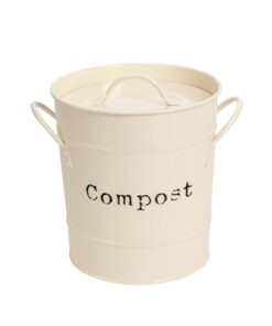 Harbour Housewares Cremefarbener Vintage-Stahl Kompostbehälter Küche - Mit Herausnehmbarem Müllbeutel für Lebensmittelab