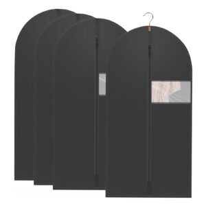 Schwarz Kleidersäcke Mottensicher 120 x 60 cm Reißverschluss Funktion,Kleiderhülle für Mäntel und Jacken 4 Stück,Kleider