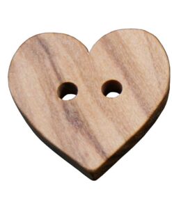 Süße Holz Knöpfe 2 Loch in Herz Form aus echtem Oliven Holz und teilweise sichtbarer Maserung (10 Stück) (23mm)