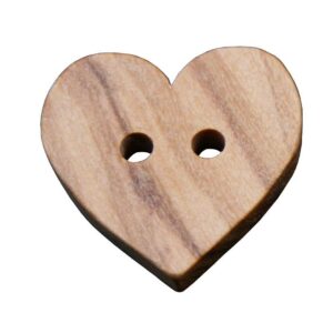 Süße Holz Knöpfe 2 Loch in Herz Form aus echtem Oliven Holz und teilweise sichtbarer Maserung (10 Stück) (23mm)