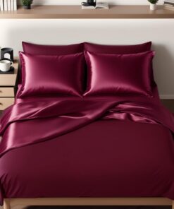 Wende-Bettwäsche 155x220 cm glänzend matt, Satin & Mikrofaser, extra dick und weich, Bordeaux Berry