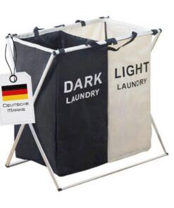 Faltbarsortierer für Wäsche: 2-Fach-Wäschesammler mit Box-Design | Wäschekorb Faltbar: 2-Fach Wäsche Sortierer für effi