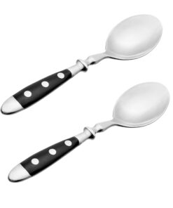 Kerafactum 2 Cafe Löffel Teelöffel Kuchenlöffel Kaffeespoon für Dessert Landhausstil Besteck mit schwarzen Griffen