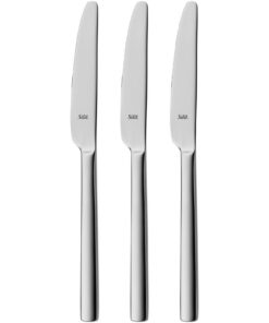 Silit Trend Menümesser Set 3-teilig, langlebig und spülmaschinenfest, polierter Tafelmesser, Edelstahl, rostfrei, Wellen