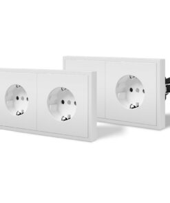 BSEED Weiß Matt Wandsteckdose mit Krallen, Kinder-sicher eingeschoben, C-Serie 2 Fach-2 Pack 150mm Horizontale Montage