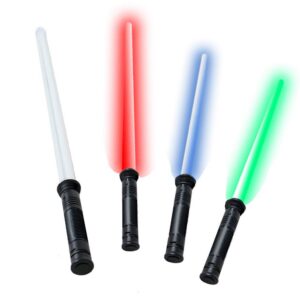 Tevenger Lichtschwert Kinder Lightsaber mit 4-Fach LED Lichteffekten und ausziehbarem Schwert bis 78cm