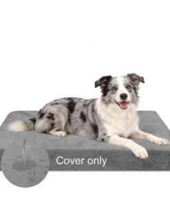 DUJUIKE 100% Wasserdichter Weicher Plüsch Ersatzbezug für Hundebett - Waschbar Abnehmbar mit Gummiband (Grau, S)