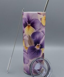Orchideen Blumen Tumbler Doppelwandiger Edelstahl-Thermo Becher, 20oz, kalte und warme Getränke, Trinkhalm