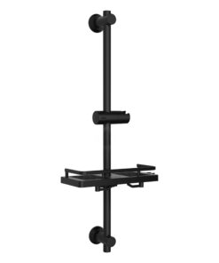 Görbach Schwarz Duschset für Bad + Duschablage - Edelstahl, Variable Befestigung, 70cm, Sortimentsführer Dusche