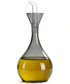 Tropffreie Ölflasche aus Glas 380 ml für Präzision und Sauberkeit - Grauer Ölspender mit Ausgießer | Ausgießbare Oliven