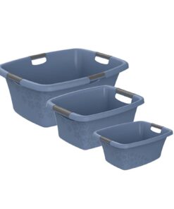 Rotho Flowers Wäschekorbset 12l BPA-frei Kunststoff (PP) für die Whole-Family-Wäsche im Dachboden-Waschraum