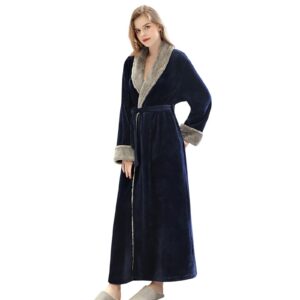 CaiDieNu Super Weich Flauschig Damen Bademantel Kuschelfleece Saunamantel Extra Lang