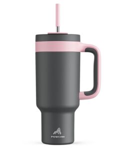 POWCAN Trinkbecher mit Griff, isolierter Kaffeebecher aus Edelstahl für Reisende, hält 34 Stunden kalt, spülmaschinenfes