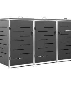 vidaXL Mülltonnenbox für 3 Tonnen Edelstahl - 207x77,5x115 cm für Außengebäude