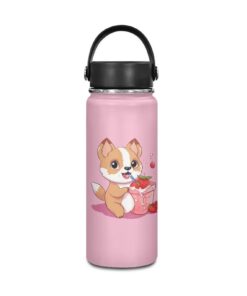 Strawberry Corgi Kids School Water Bottle 18oz Vacuum Insulated Stainless Steel Travel Cup for Boys & Girls