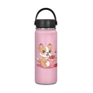 Strawberry Corgi Kids School Water Bottle 18oz Vacuum Insulated Stainless Steel Travel Cup for Boys & Girls