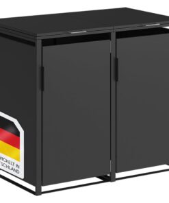 STEELSØN Thoria Wetterfesten Mülltonnenbox – Stahlverglasung, Graphitschwarz, 2er bis 240L – Haltbarkeit bei hoher Last