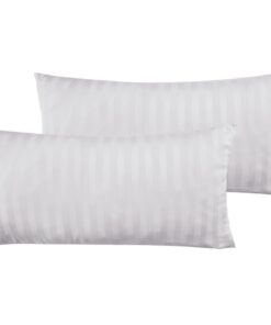 Mako Satin Damast Streifen Kopfkissenbezüge 100% Baumwolle weich traumhaft in weiß 40x80 cm | Perfekt zur Bettwäsche Set